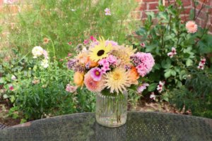 Pastel garden flower arrangement
