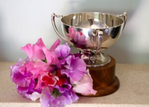 sweet peas and trophy